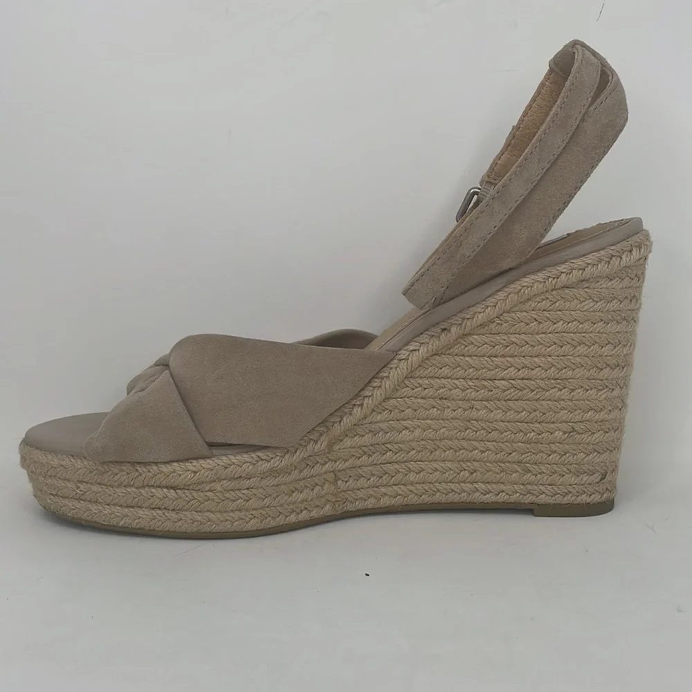 FRYE Sandals Wedges Espadrille Ankle Strap Jute Leather Open Toe Size 11